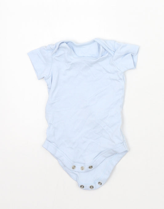 Front view of Tu Baby Blue Babygrow One-Piece, size 3-6, Months