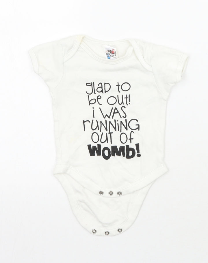 Mini mischief Makers Baby White Babygrow One-Piece Size 3-6 Months