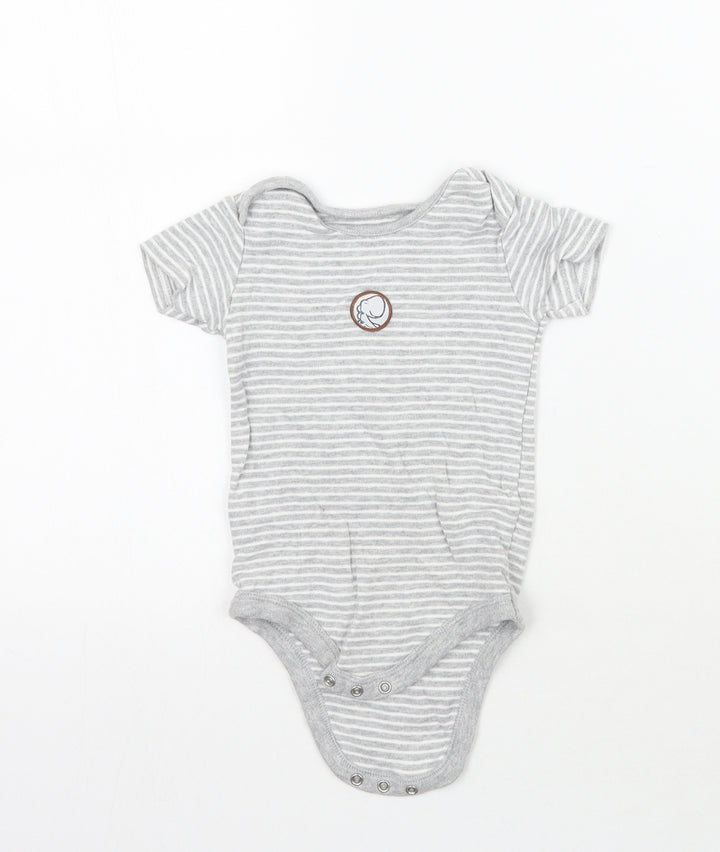 TU Girls Grey Striped  Babygrow One-Piece Size 9-12 Months