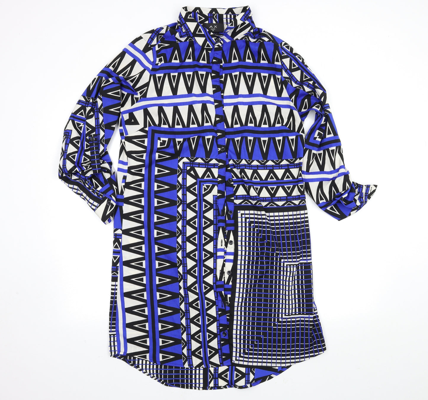 AX Paris Womens Multicoloured Argyle/Diamond  Shirt Dress  Size 10