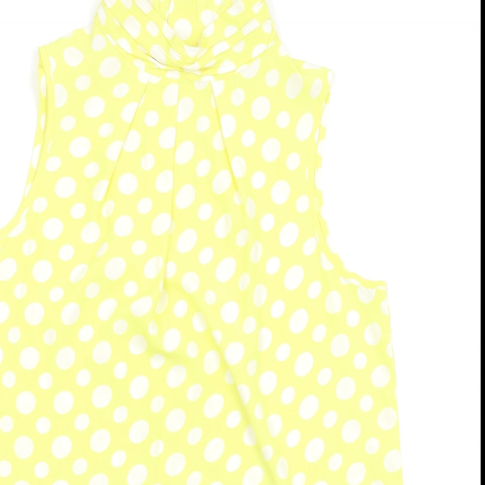 NEXT Womens Yellow Polka Dot  Basic Blouse Size 14