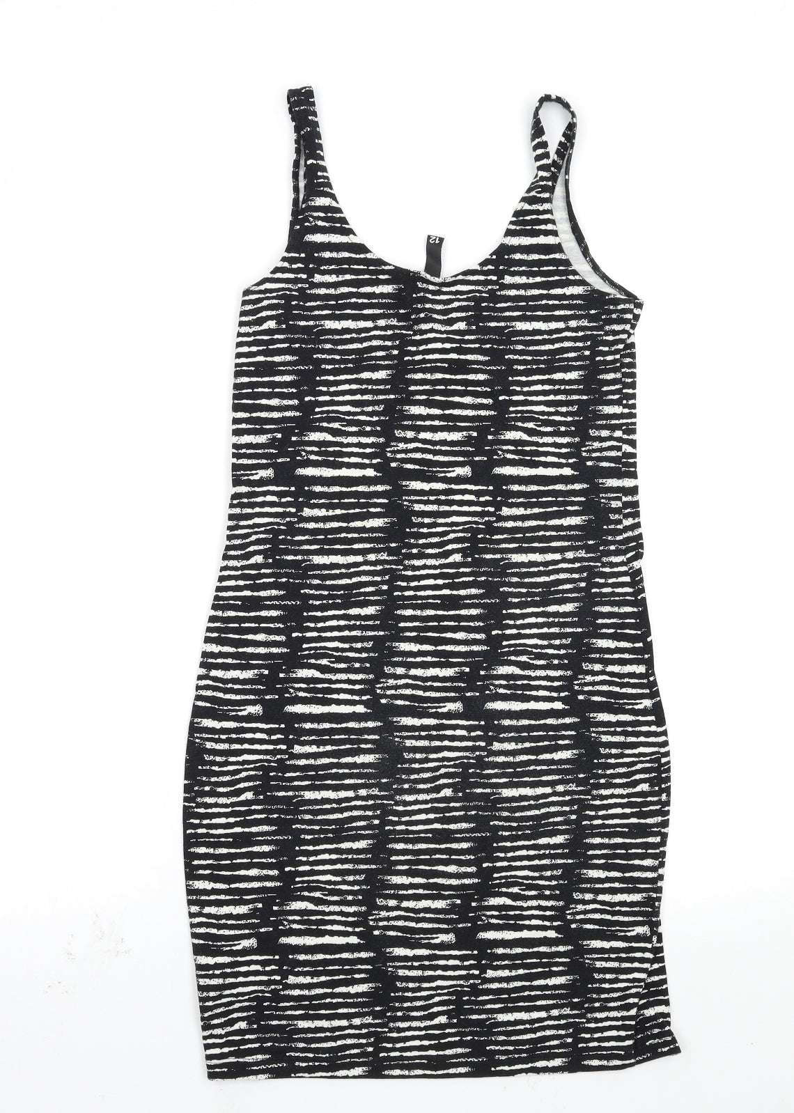H&M Womens Black Striped  Bodycon  Size 12
