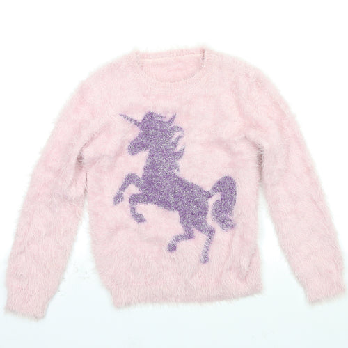 Nutmeg Girls Pink   Pullover Jumper Size 8-9 Years