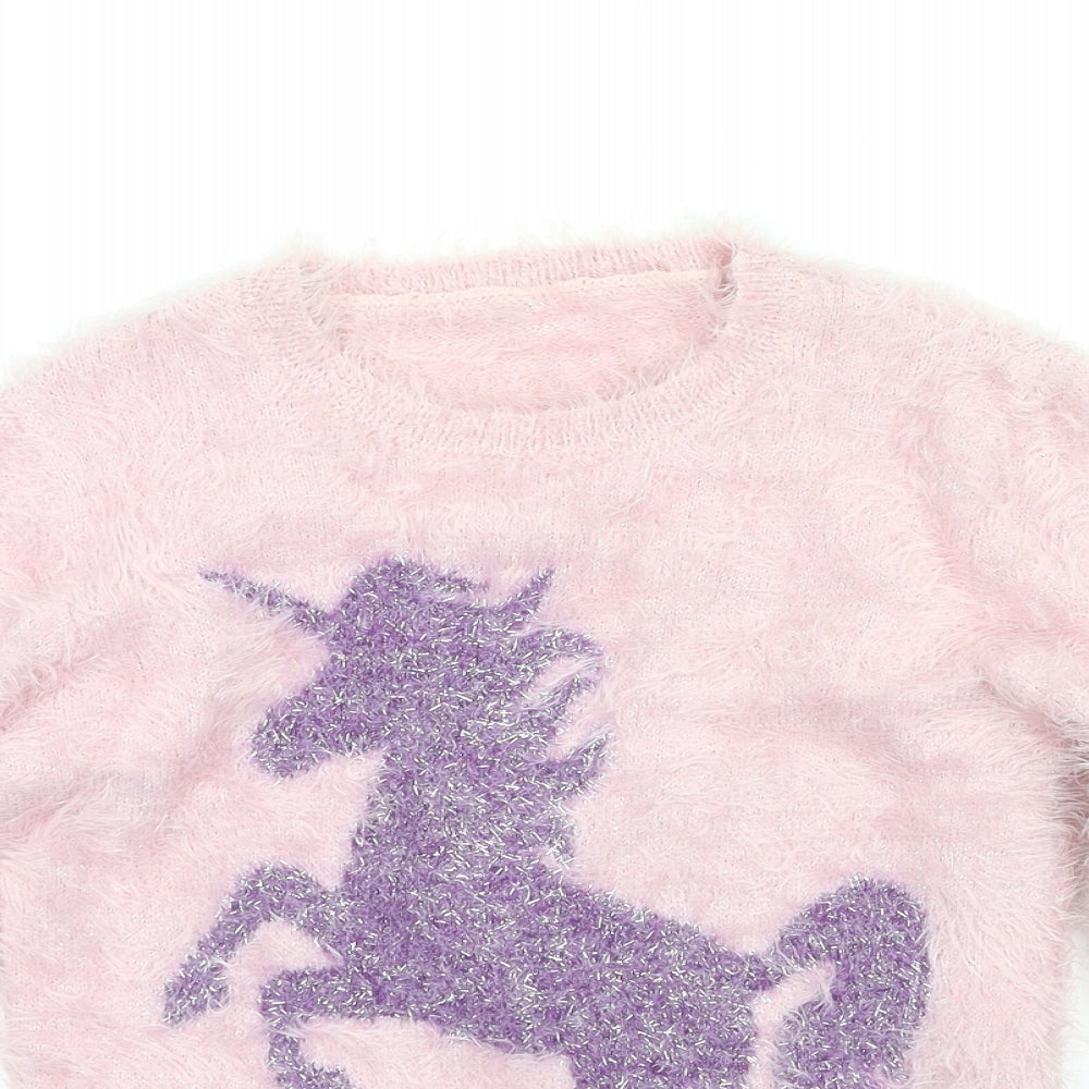 Nutmeg Girls Pink   Pullover Jumper Size 8-9 Years