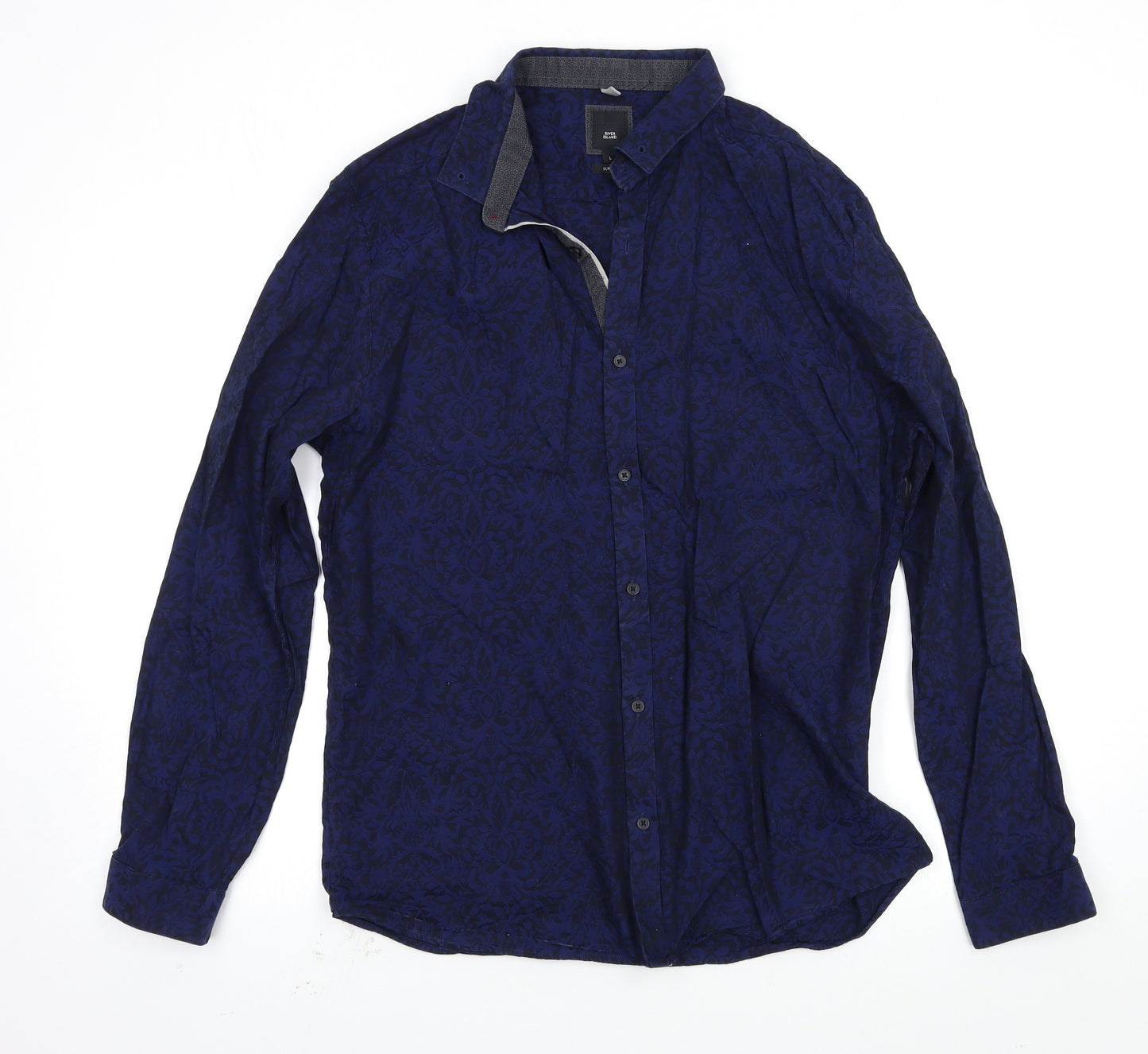 River Island Mens Blue    Button-Up Size L