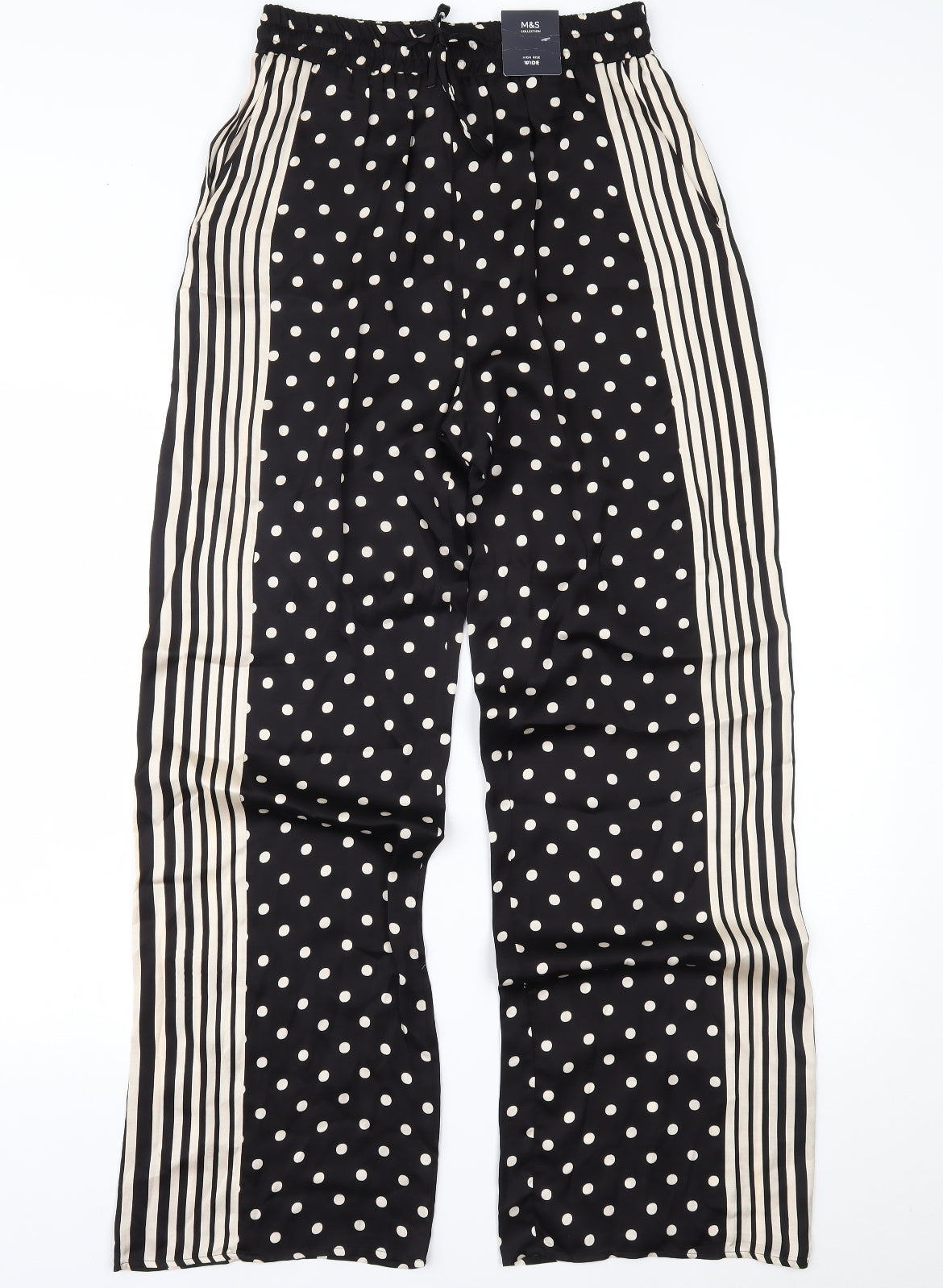 Marks and Spencer Womens Black Polka Dot  Trousers  Size 10 L30 in