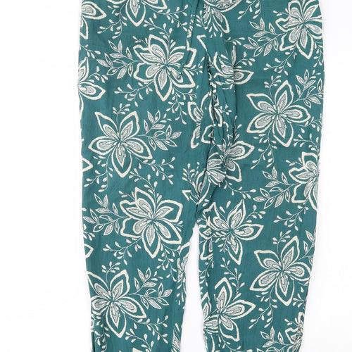 Fat Face Womens Green Floral  Harem Trousers Size 12 L28 in