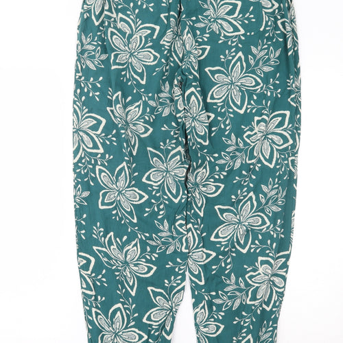 Fat Face Womens Green Floral  Harem Trousers Size 12 L28 in