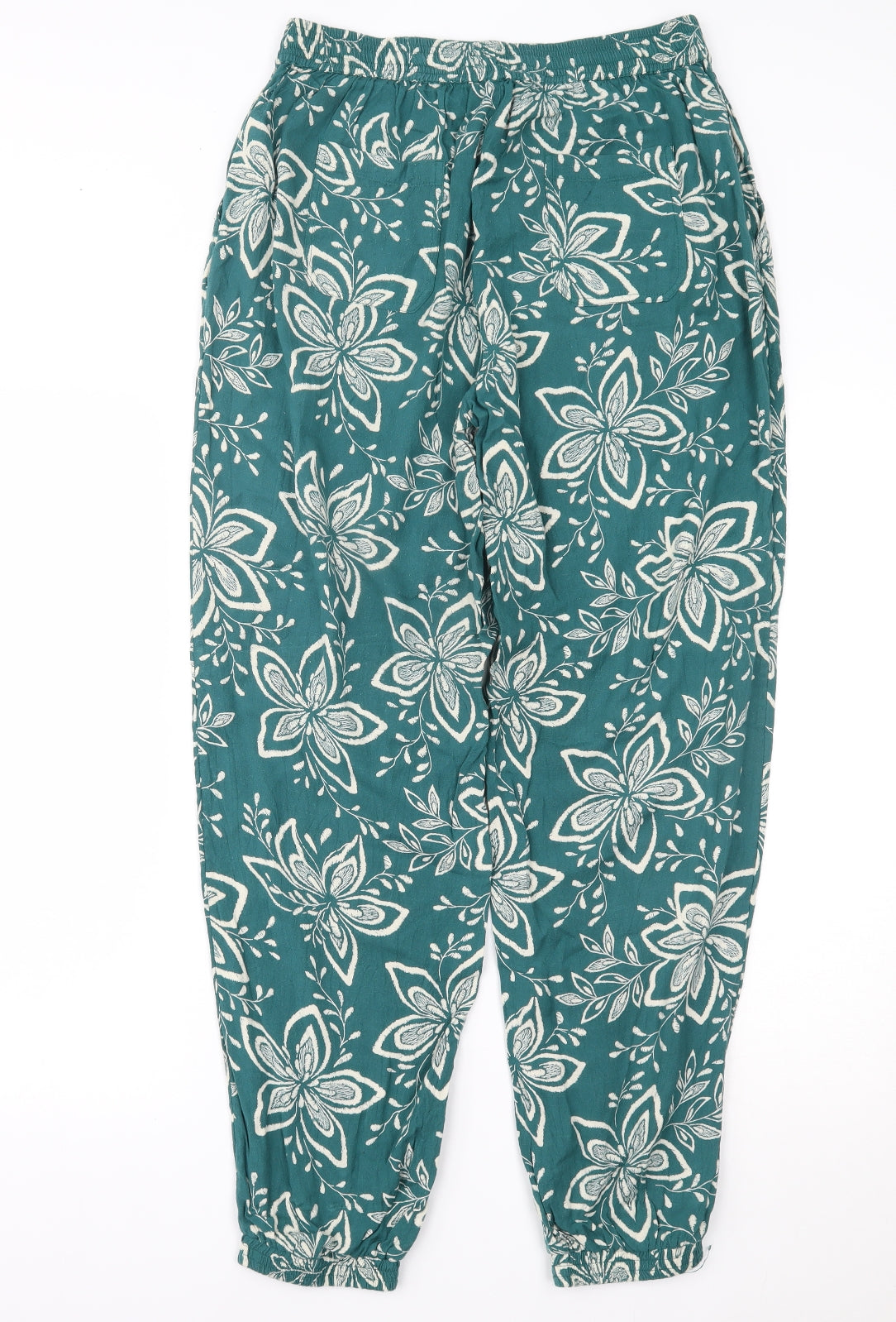 Fat Face Womens Green Floral  Harem Trousers Size 12 L28 in