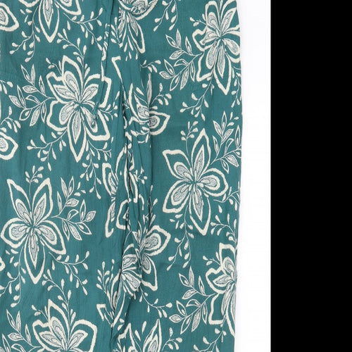 Fat Face Womens Green Floral  Harem Trousers Size 12 L28 in