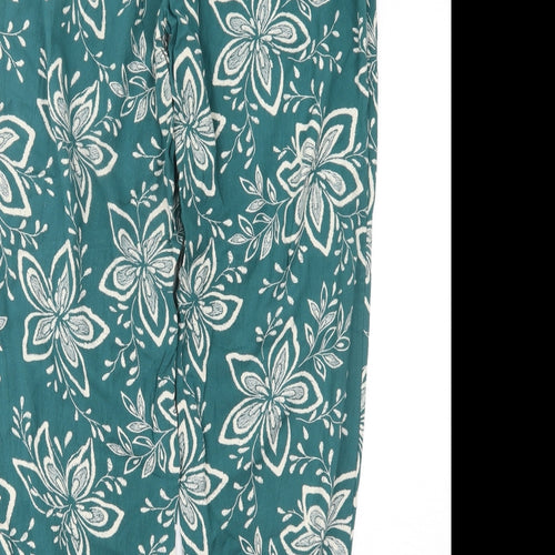 Fat Face Womens Green Floral  Harem Trousers Size 12 L28 in