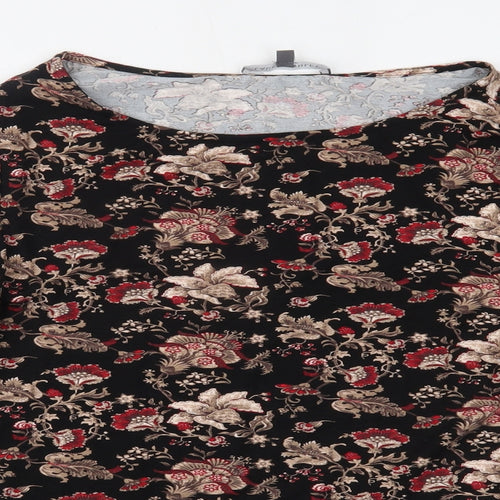Laura Ashley Womens Black Floral  Basic T-Shirt Size 12