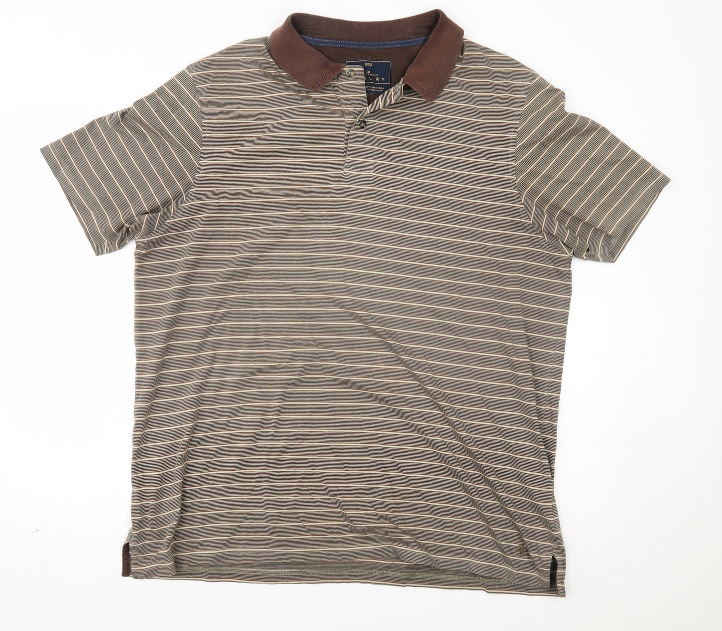 Marks and Spencer Mens Brown Striped   Polo Size XL