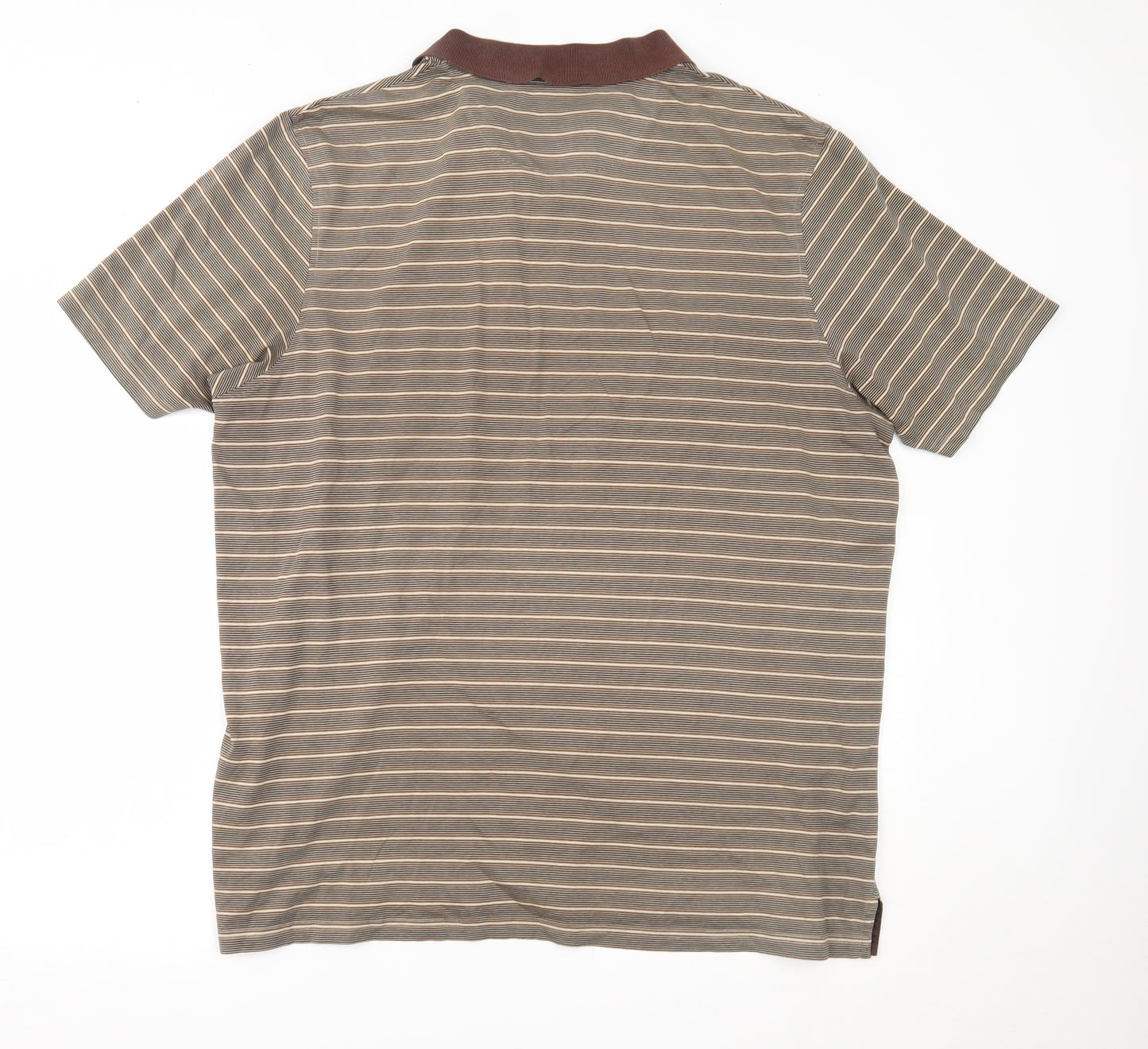 Marks and Spencer Mens Brown Striped   Polo Size XL