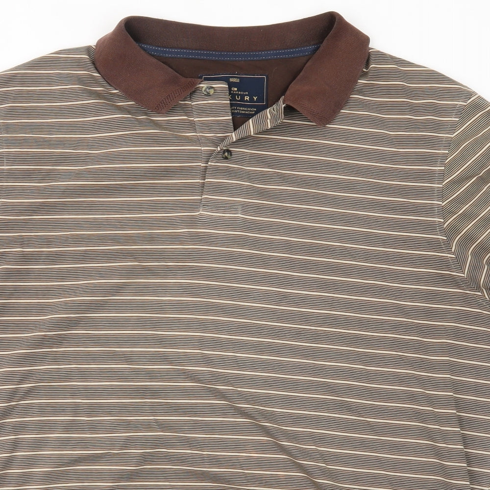 Marks and Spencer Mens Brown Striped   Polo Size XL