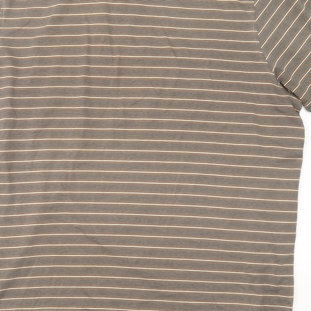 Marks and Spencer Mens Brown Striped   Polo Size XL