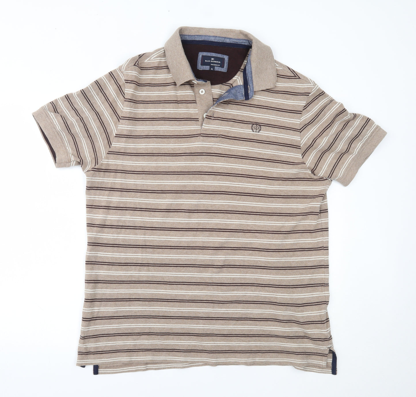 Marks and Spencer Mens Brown Striped   Polo Size XL