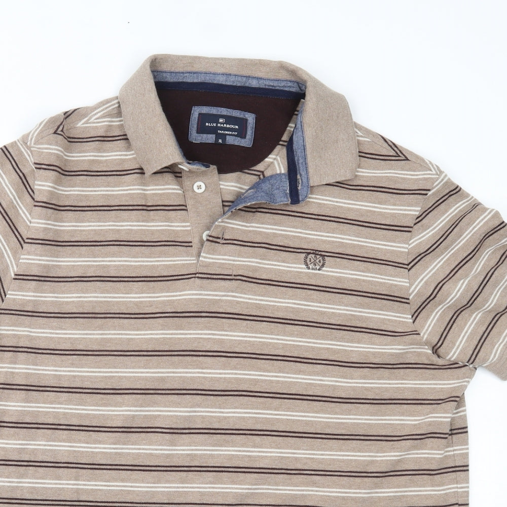 Marks and Spencer Mens Brown Striped   Polo Size XL