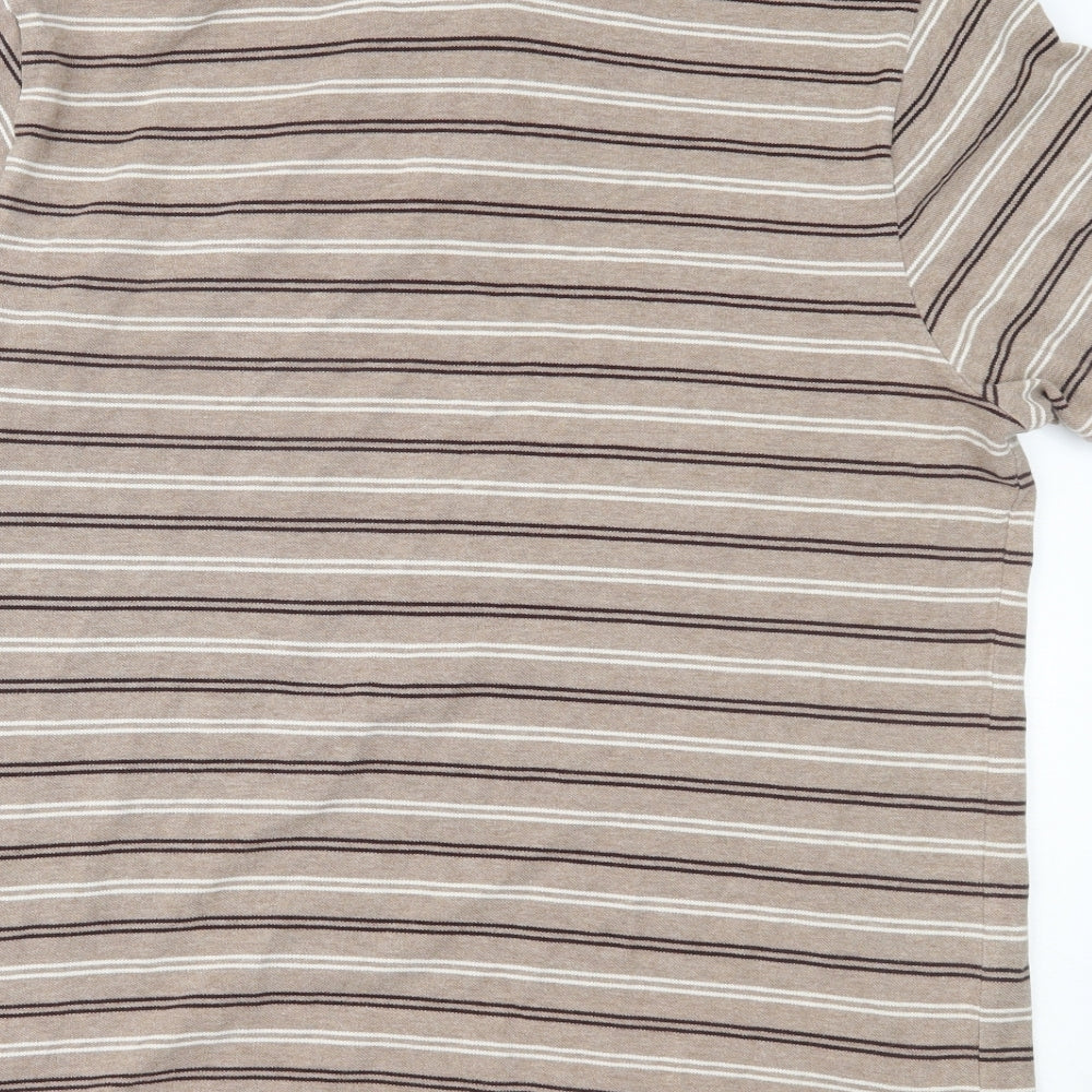 Marks and Spencer Mens Brown Striped   Polo Size XL