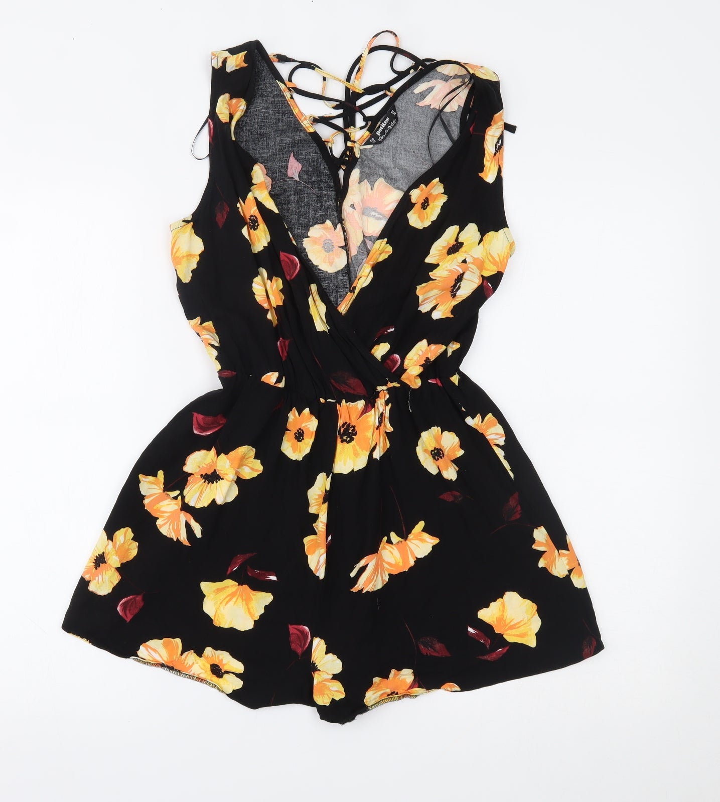 Miss Selfridge Womens Black Floral  Romper One-Piece Size 10