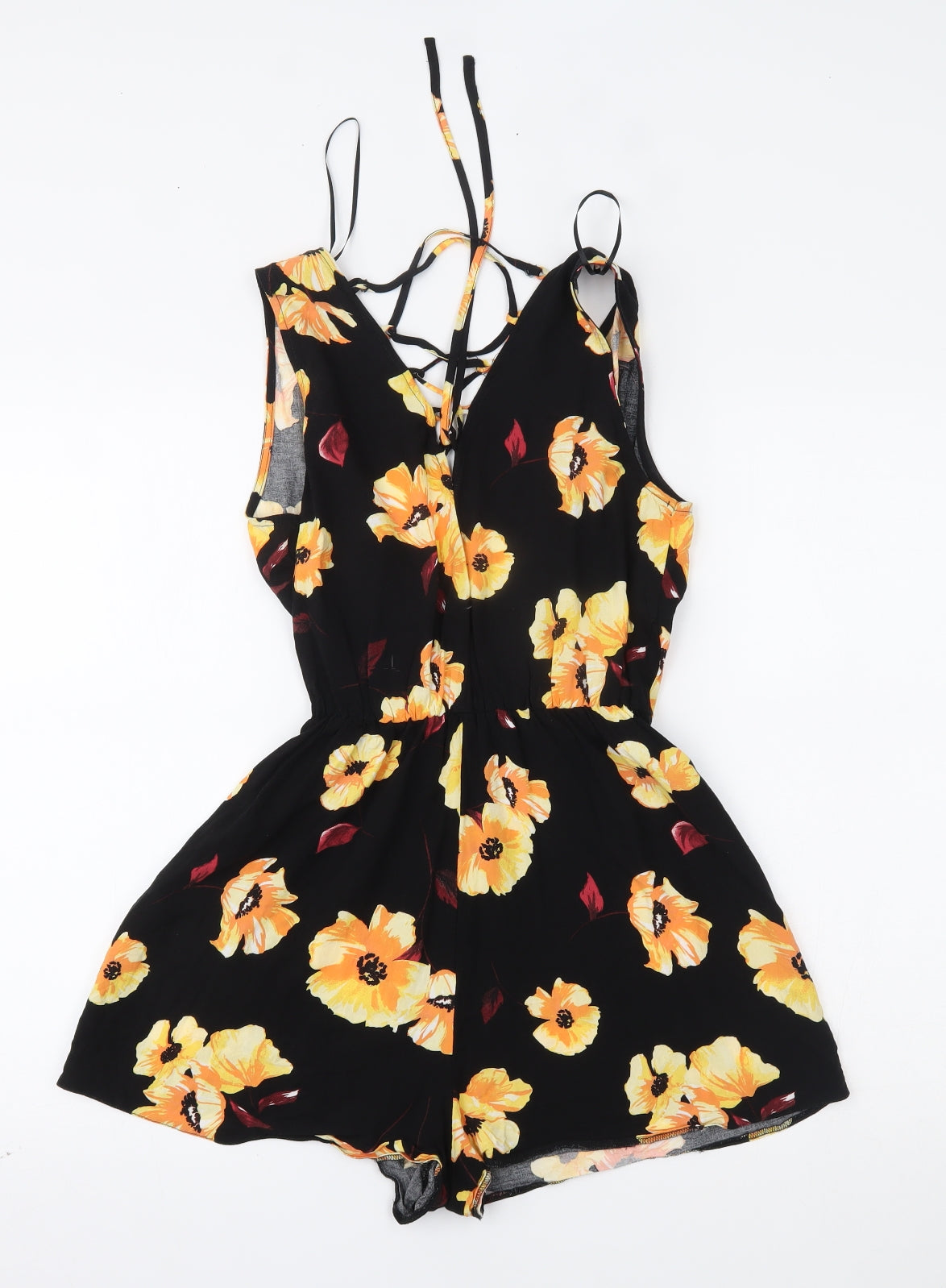 Miss Selfridge Womens Black Floral  Romper One-Piece Size 10