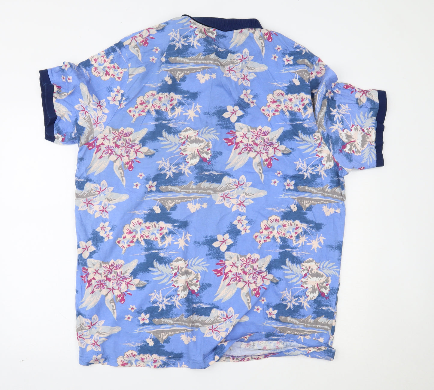 F&F Mens Blue Floral   Polo Size 3XL