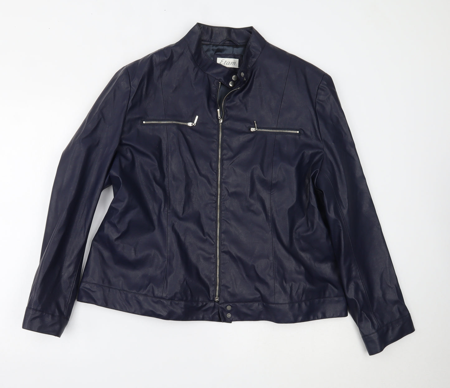 Etam Womens Blue   Motorcycle Jacket Coat Size 22