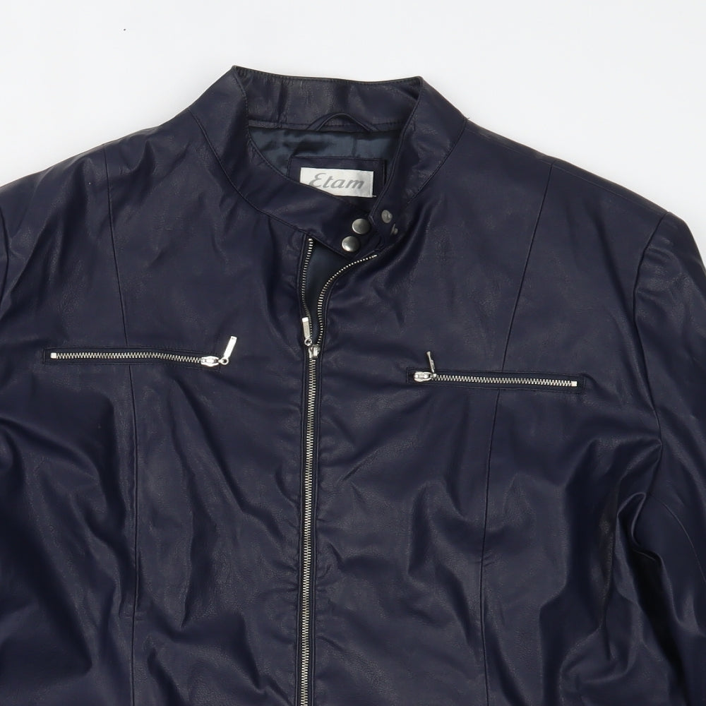 Etam Womens Blue   Motorcycle Jacket Coat Size 22