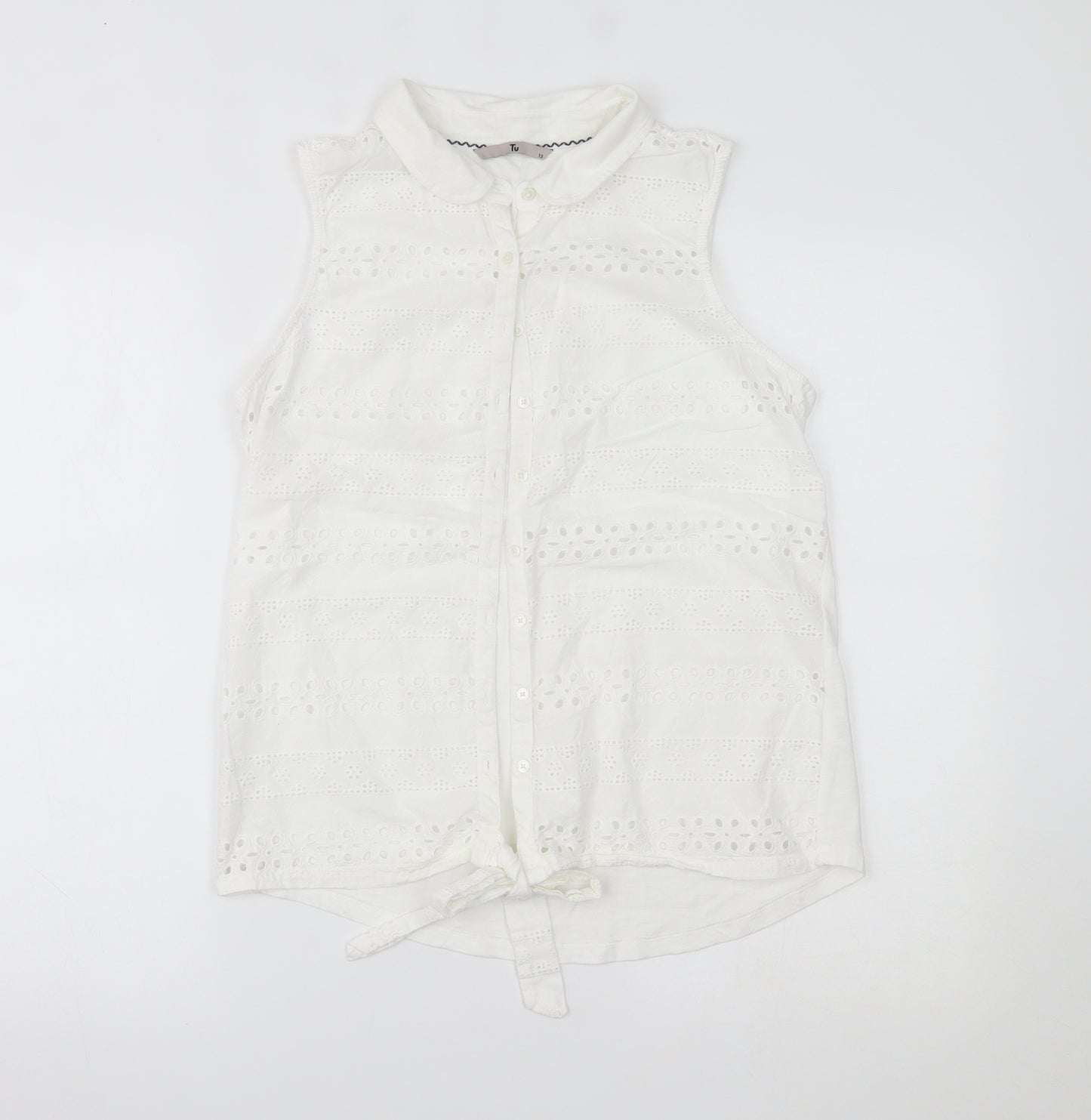 TU Womens White   Basic Button-Up Size 12