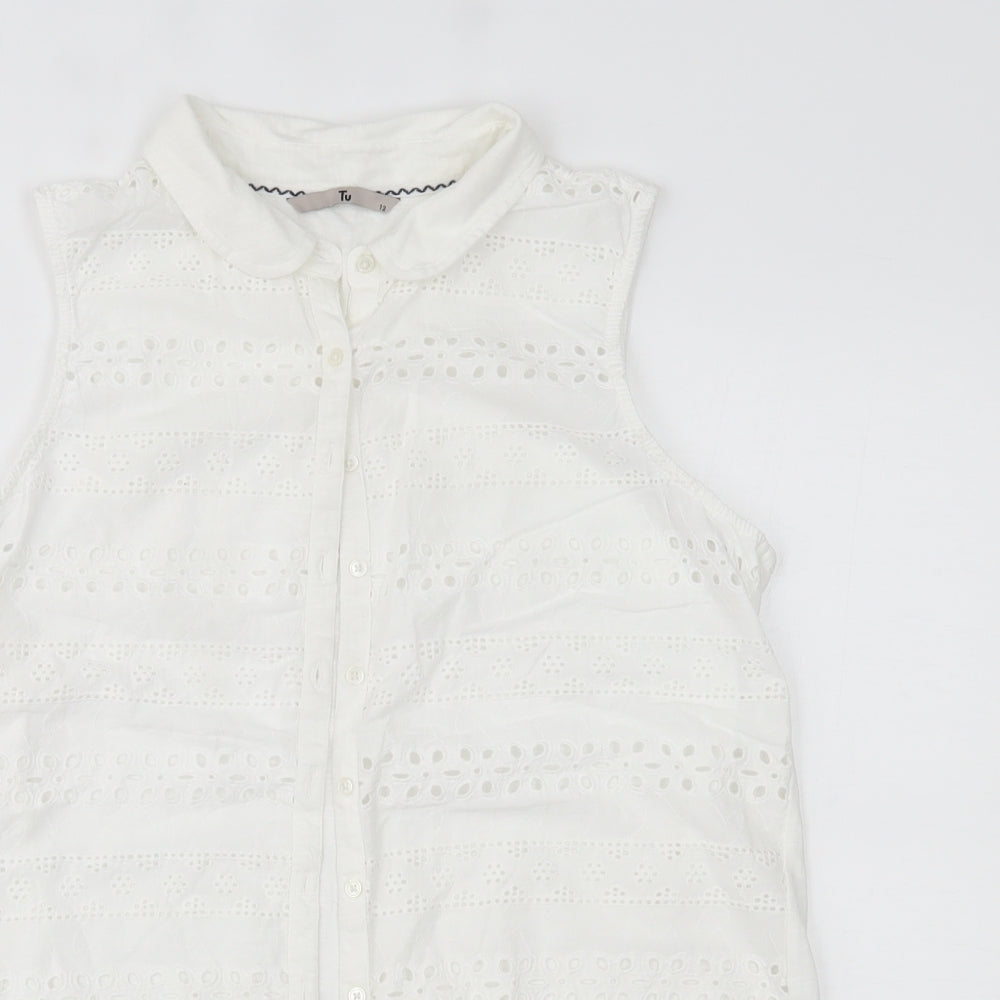 TU Womens White   Basic Button-Up Size 12