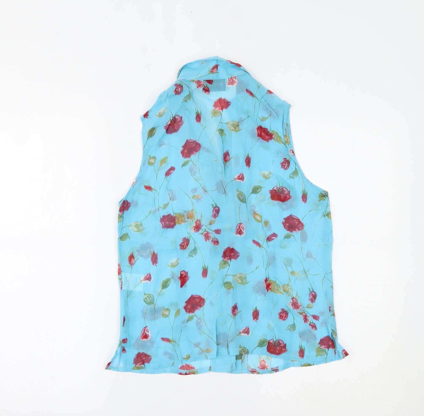 MINUET Womens Blue Floral  Basic Button-Up Size 12