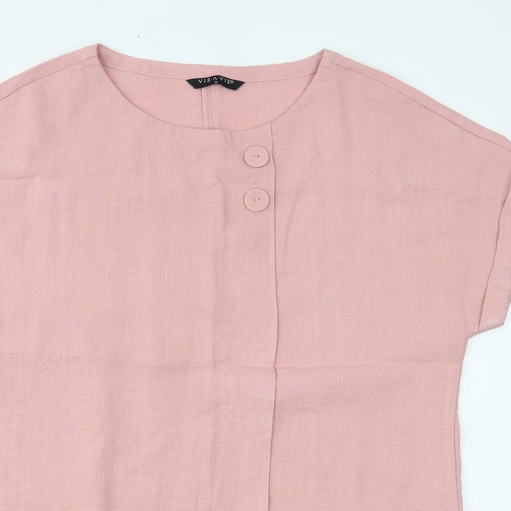 Viza Viz Womens Pink   Basic Blouse Size M