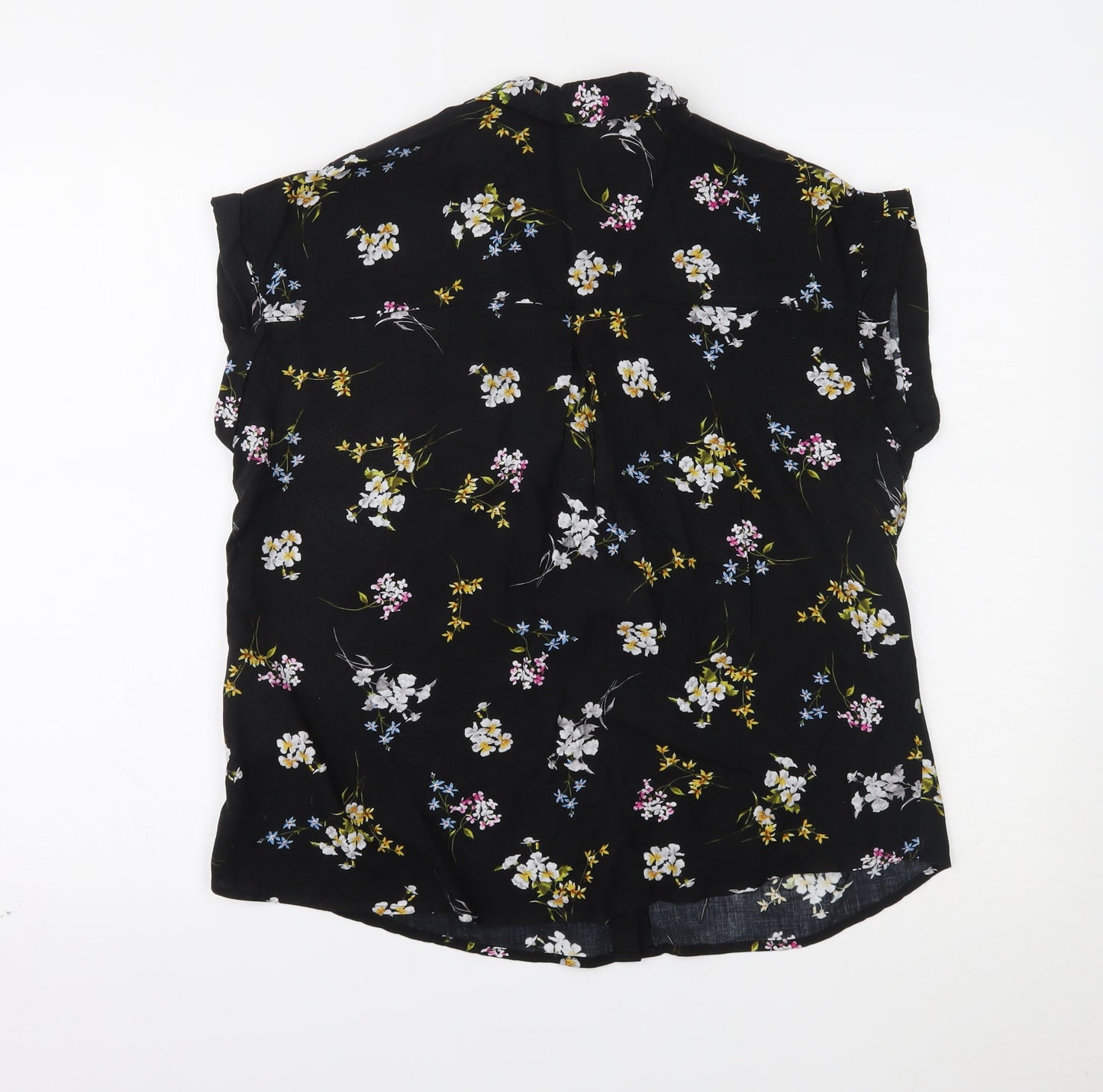 Peacocks Womens Black Floral  Basic Button-Up Size 12