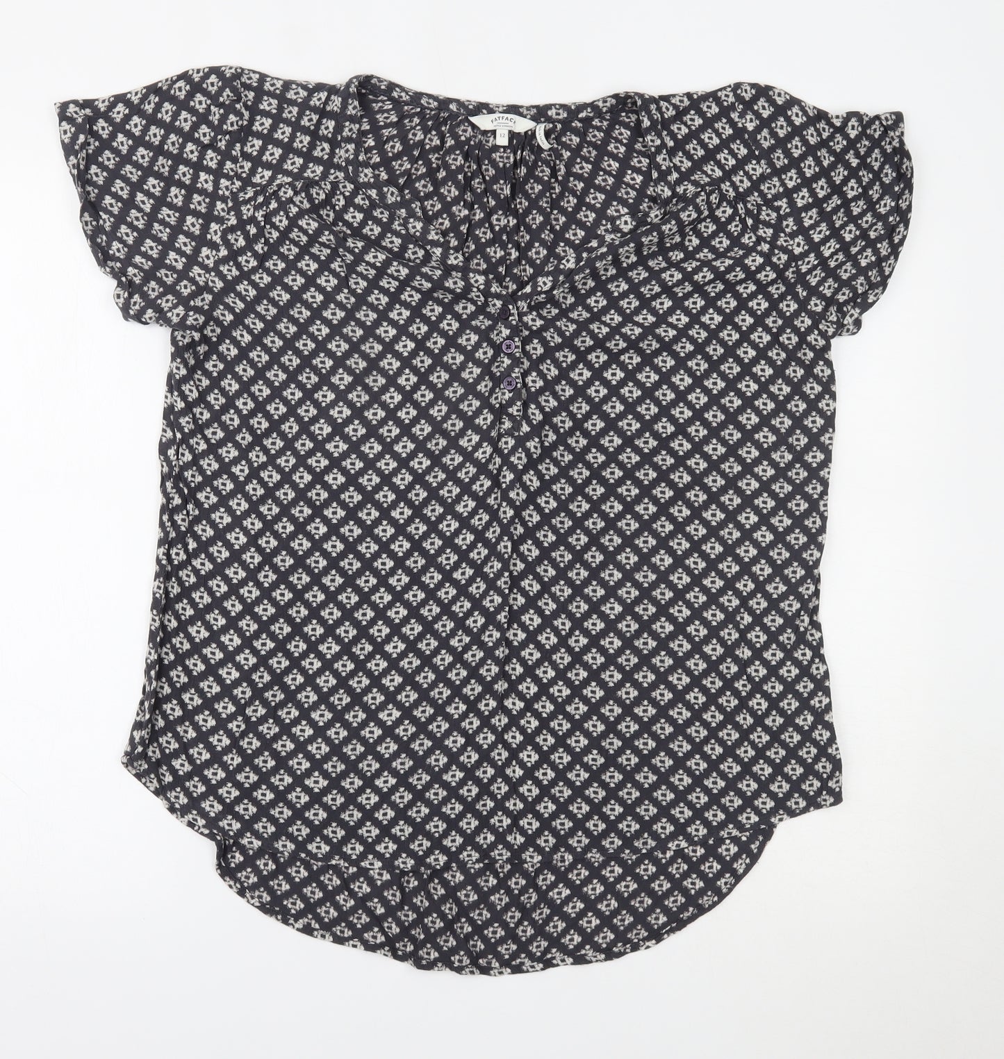 Fat Face Womens Blue Geometric  Basic Blouse Size 12