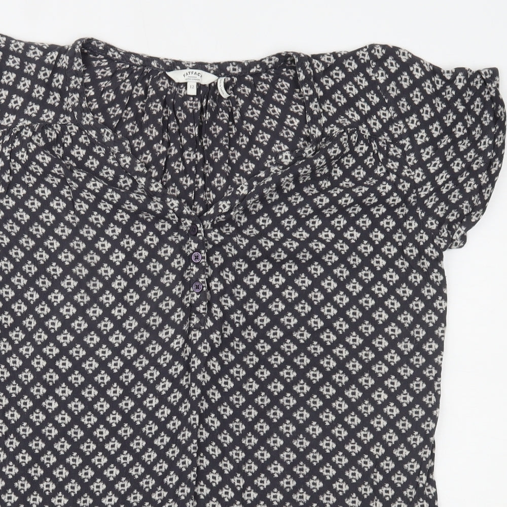 Fat Face Womens Blue Geometric  Basic Blouse Size 12