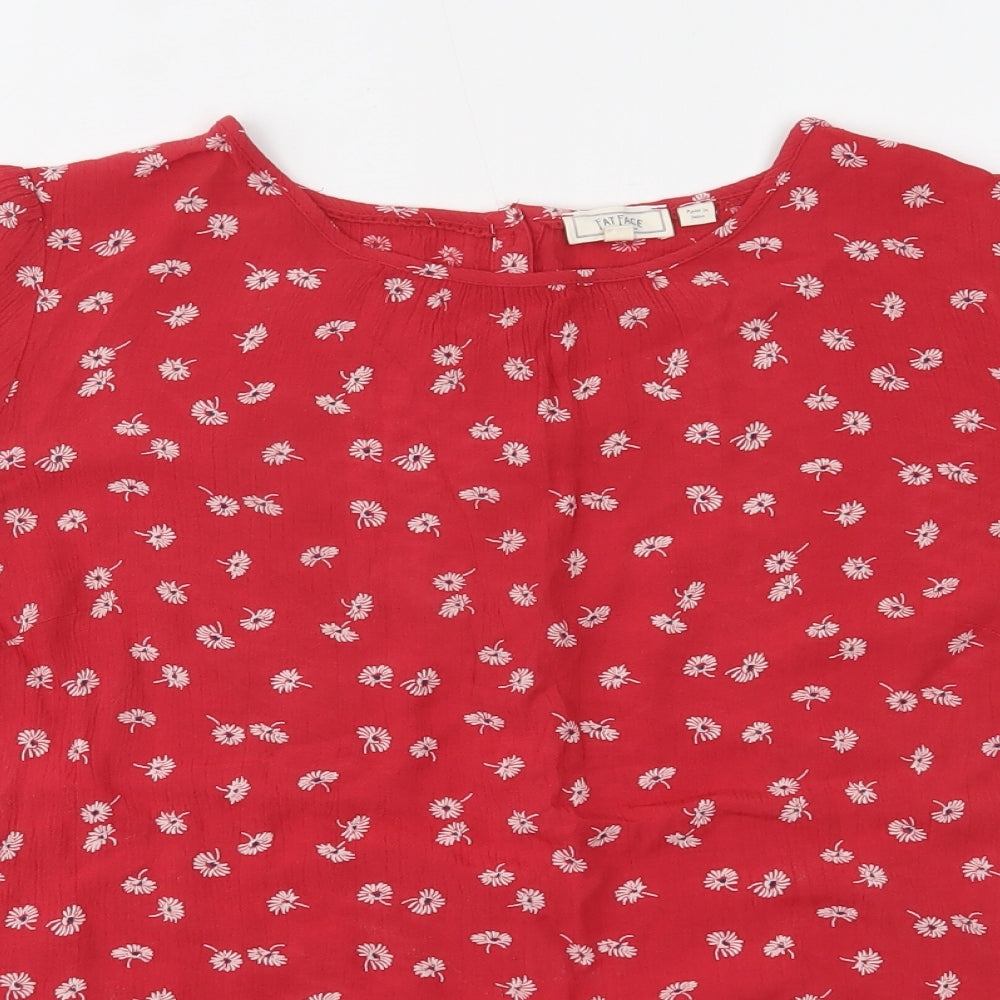 Fat Face Womens Red Floral  Basic Blouse Size 14
