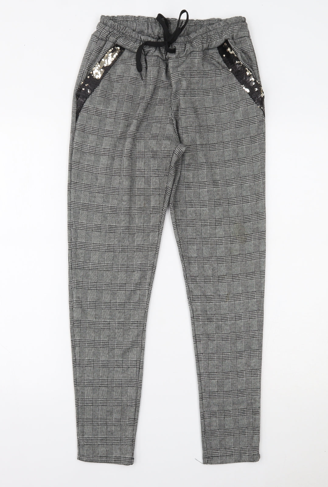 Preworn Womens Black Houndstooth  Jogger Trousers Size 20 L26 in