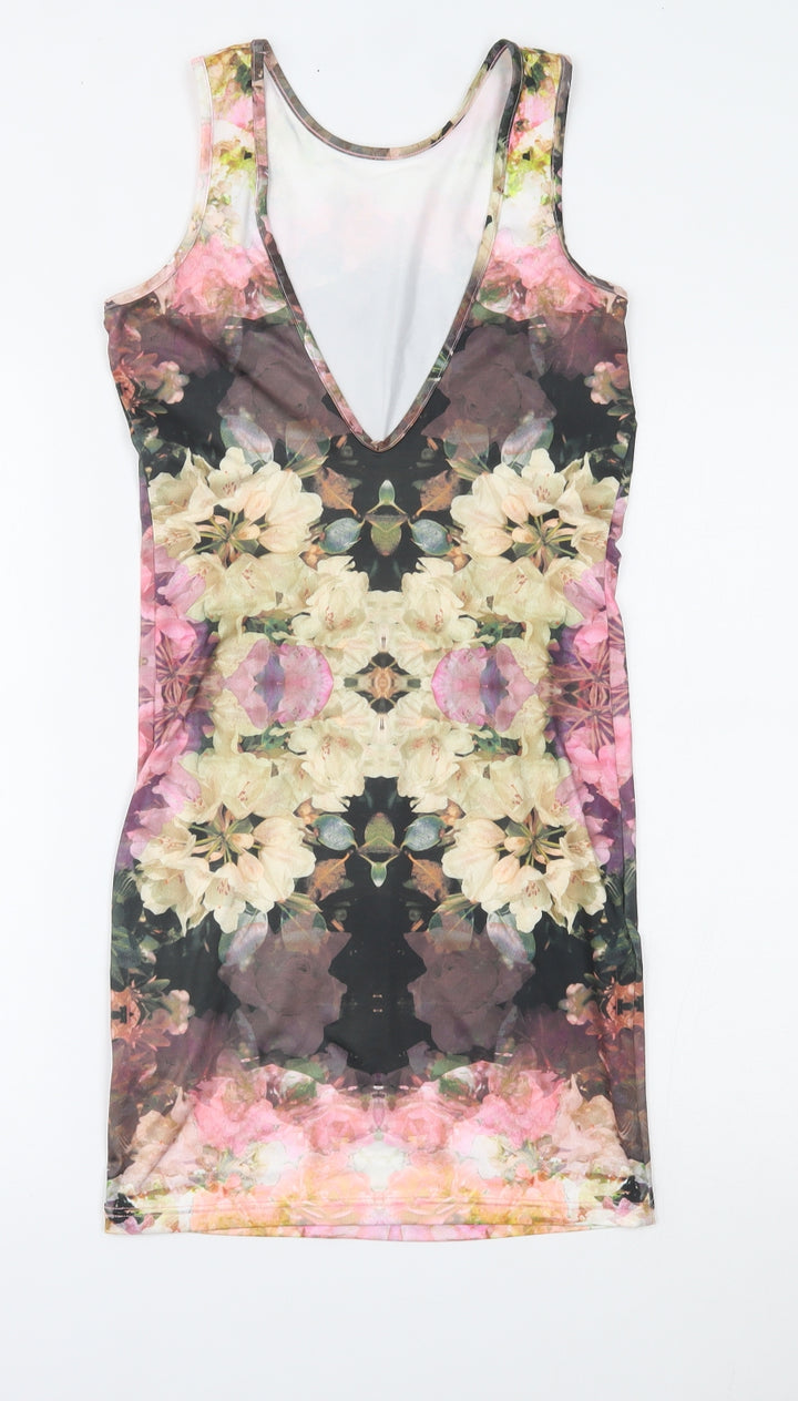 Topshop Womens Multicoloured Floral Bodycon Size 8