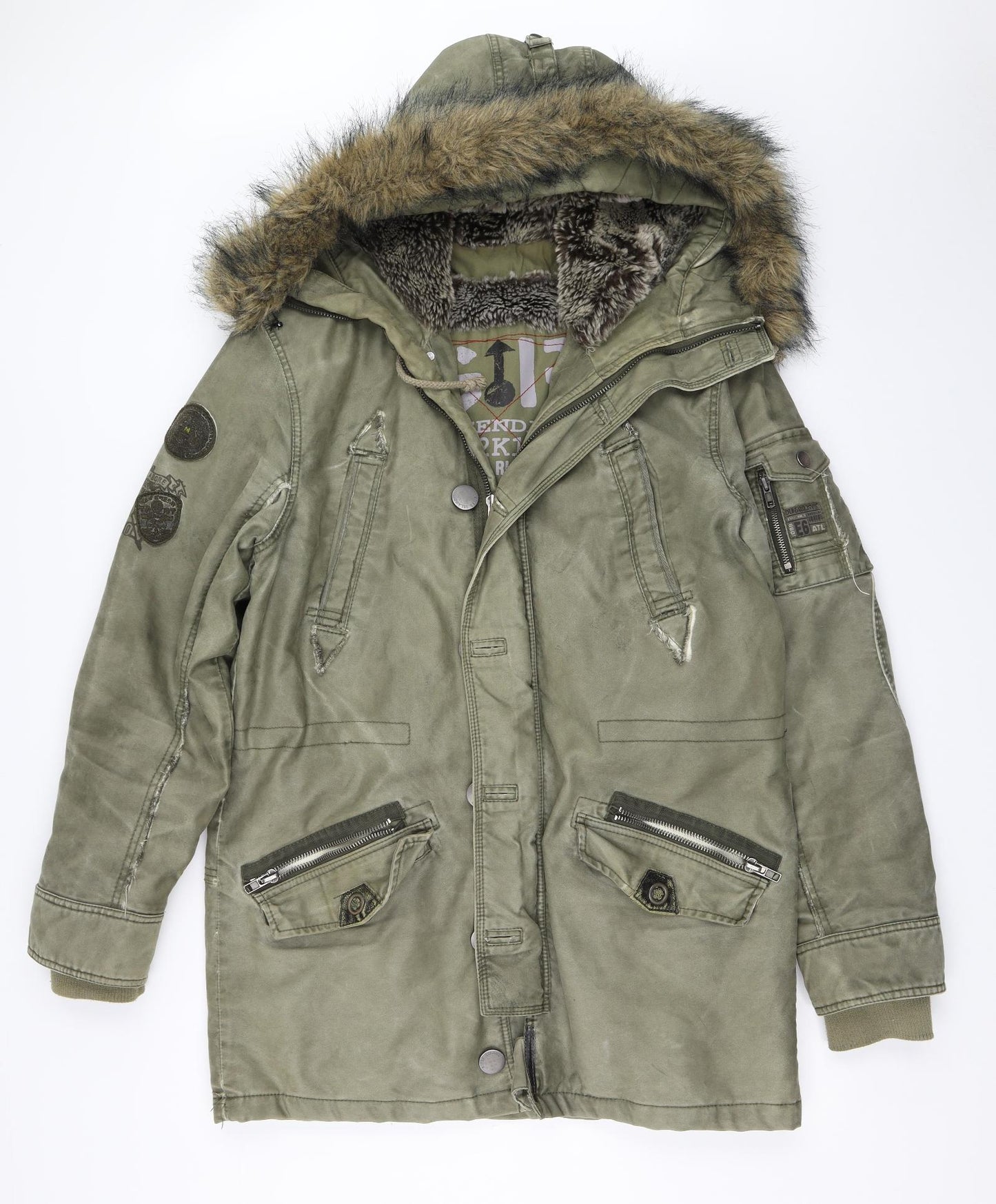 River Island Mens Green   Parka Coat Size M