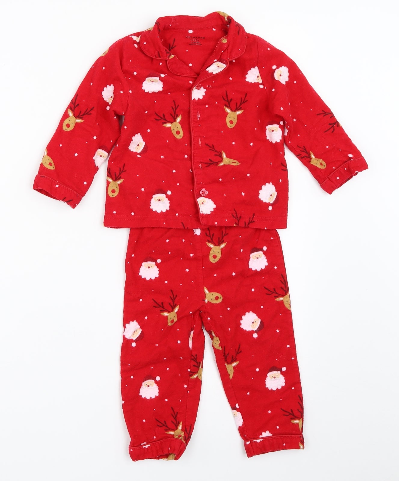 Primark Baby Red Solid  Capri Pyjama Set Size 12-18 Months  - christmas