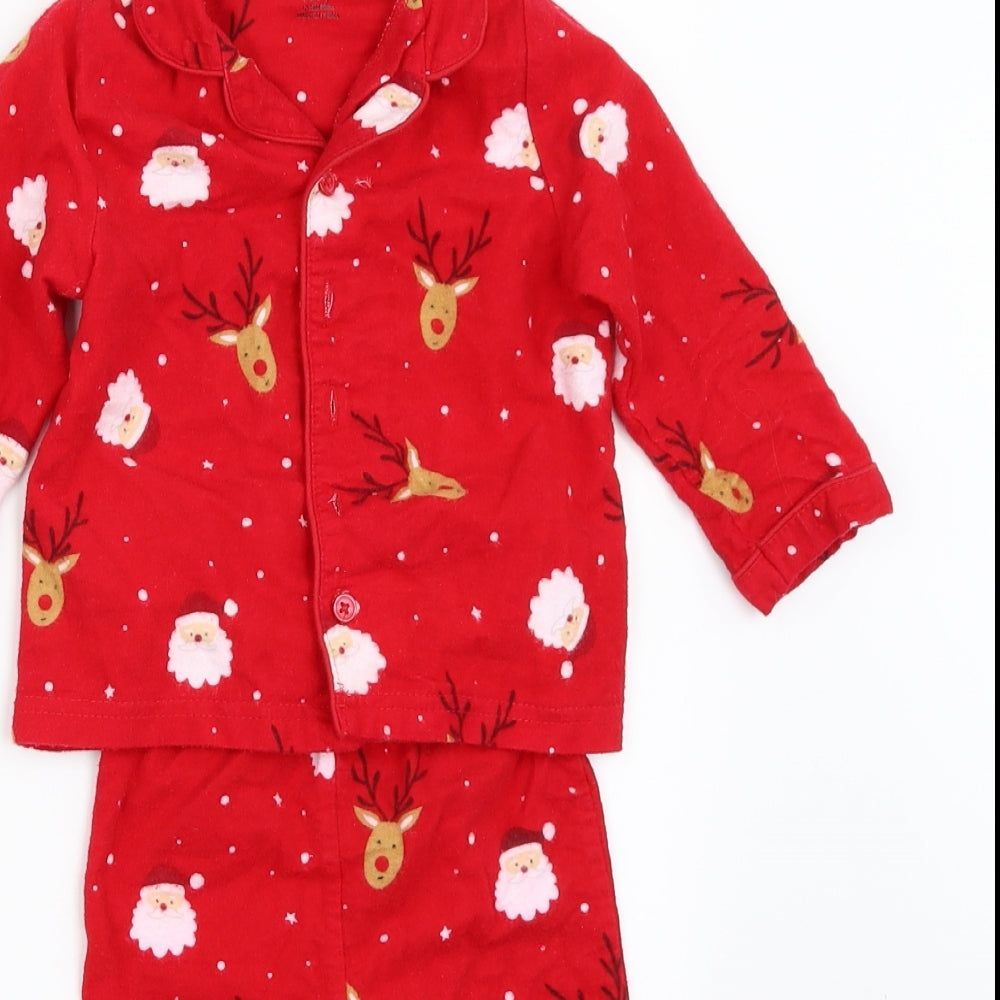 Primark Baby Red Solid  Capri Pyjama Set Size 12-18 Months  - christmas