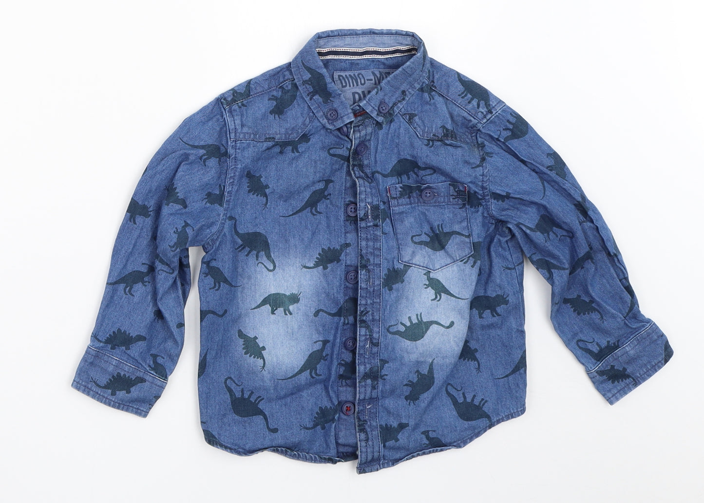 Matalan Boys Blue  Denim Basic Button-Up Size 18-24 Months