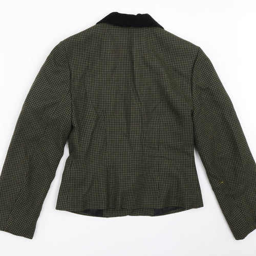 SHE Womens Green Houndstooth  Jacket Blazer Size 10