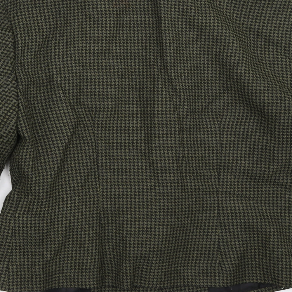 SHE Womens Green Houndstooth  Jacket Blazer Size 10