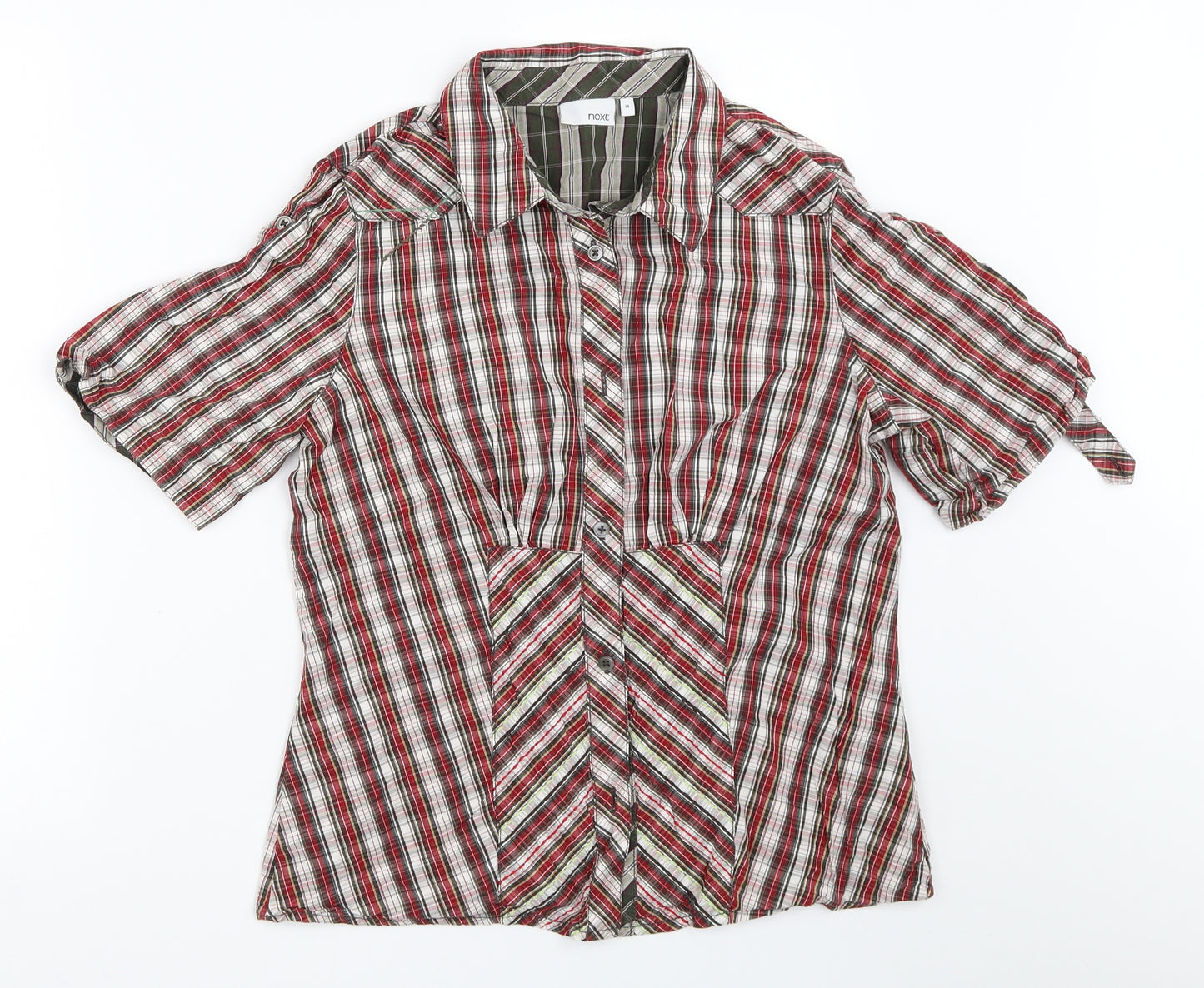 NEXT Womens Red Check  Basic Button-Up Size 14