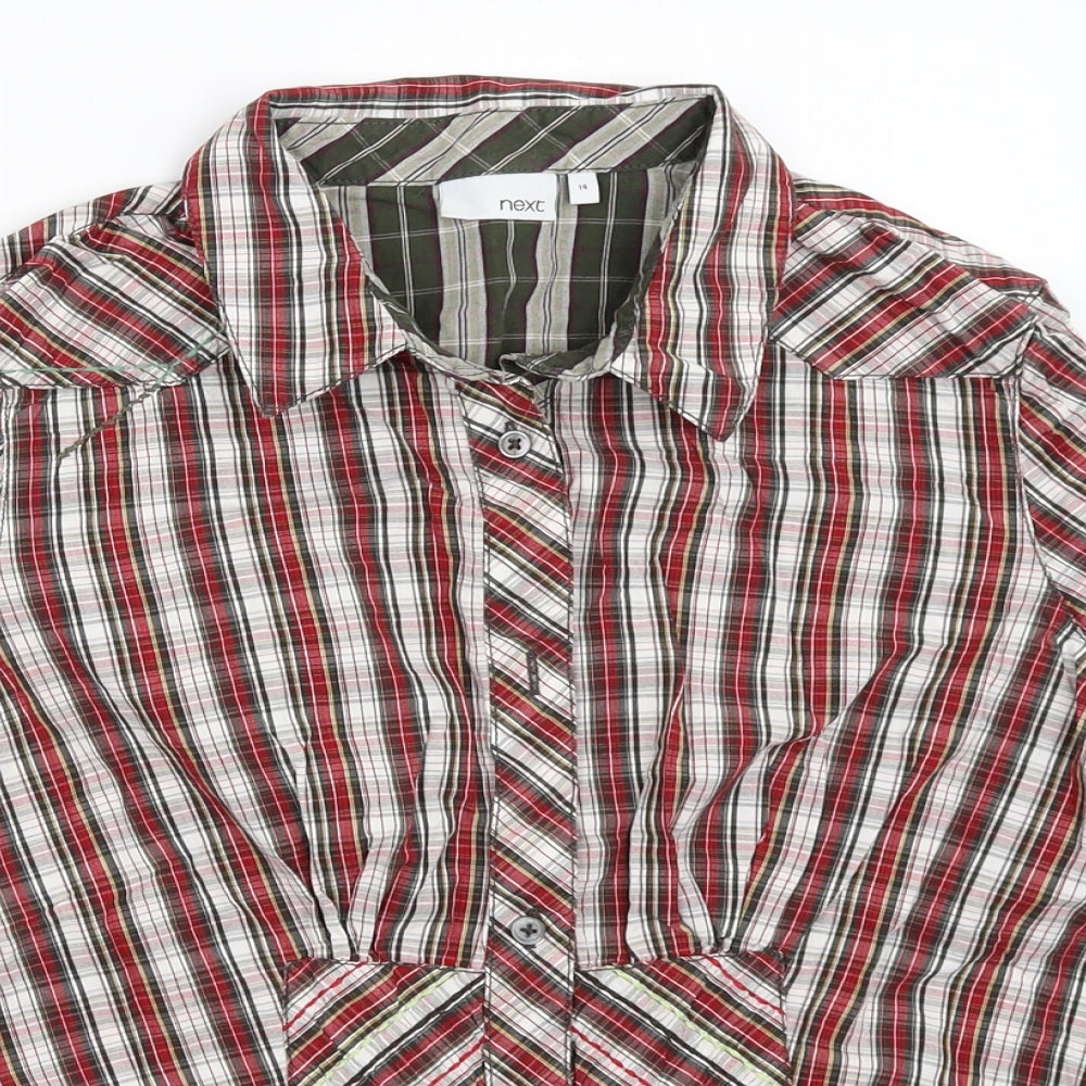 NEXT Womens Red Check  Basic Button-Up Size 14