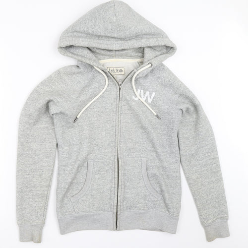 Jack Wills Womens Grey  Cotton Full Zip Hoodie Size 8