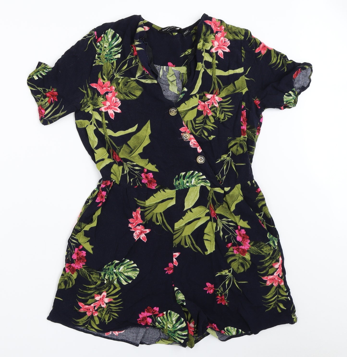 Dorothy Perkins Womens Blue Floral  Playsuit One-Piece Size 10
