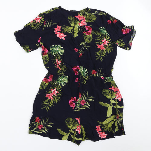 Dorothy Perkins Womens Blue Floral  Playsuit One-Piece Size 10
