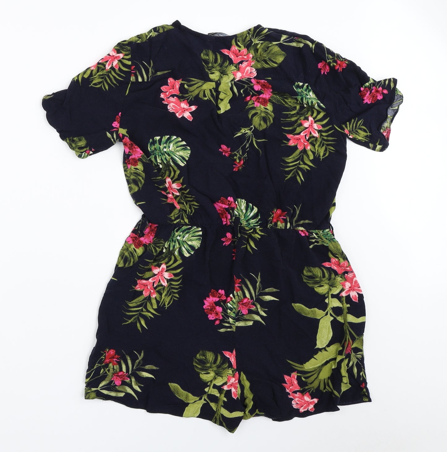 Dorothy Perkins Womens Blue Floral  Playsuit One-Piece Size 10